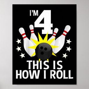 Póster Niños de 4 años Bowling Camisa de fiesta de cumple