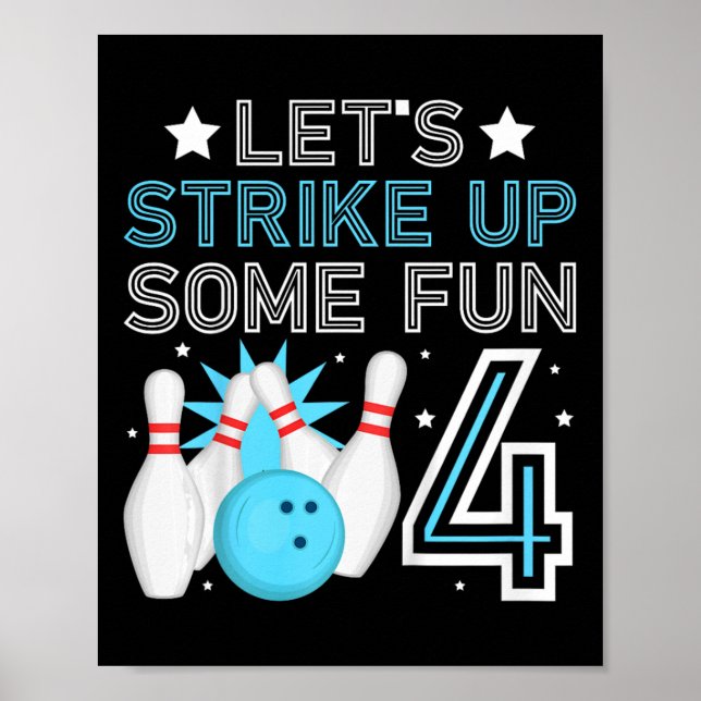 Póster Niños de 4 años Fiesta de cumpleaños Bowling Boy b (Frente)