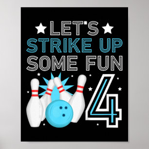 Póster Niños de 4 años Fiesta de cumpleaños Bowling Boy b