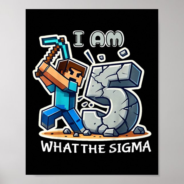 Póster Niños de 5 años estilo Sigma Pixel Art Mining Game (Frente)
