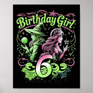 Póster Niños De 6 Años De Edad Bruja Rosa Y Verde