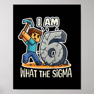 Póster Niños de 6 años Sigma Pixel Art Minero Cumpleaños 