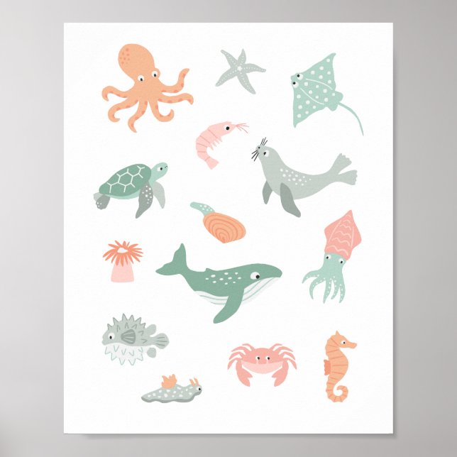 Póster Niños de crianza de animales marinos (Frente)