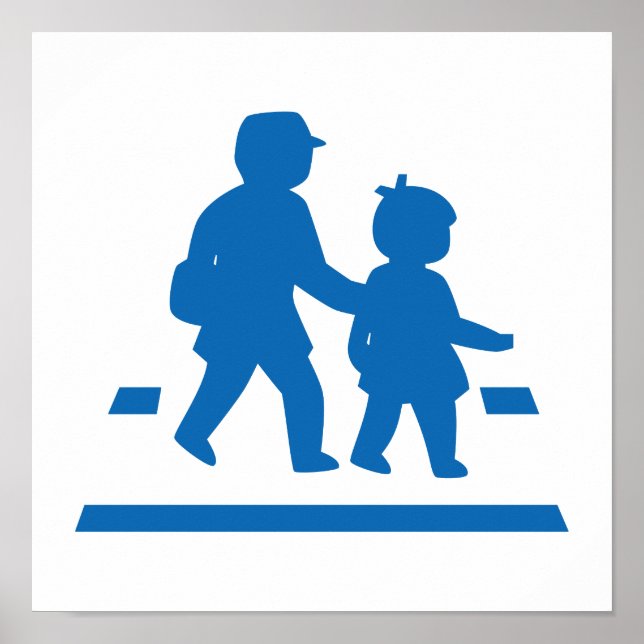 Póster Niños de escuela cruzando >> Rótulo de tráfico jap (Frente)