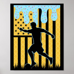 Póster Niños de fútbol goteando helado bandera americana 