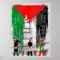 Niños de Gaza pintando la bandera de Palestina 