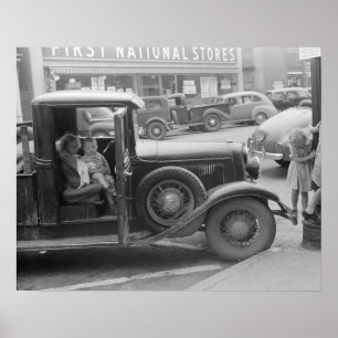 Póster Niños de granja visitando la ciudad, 1941. Foto an