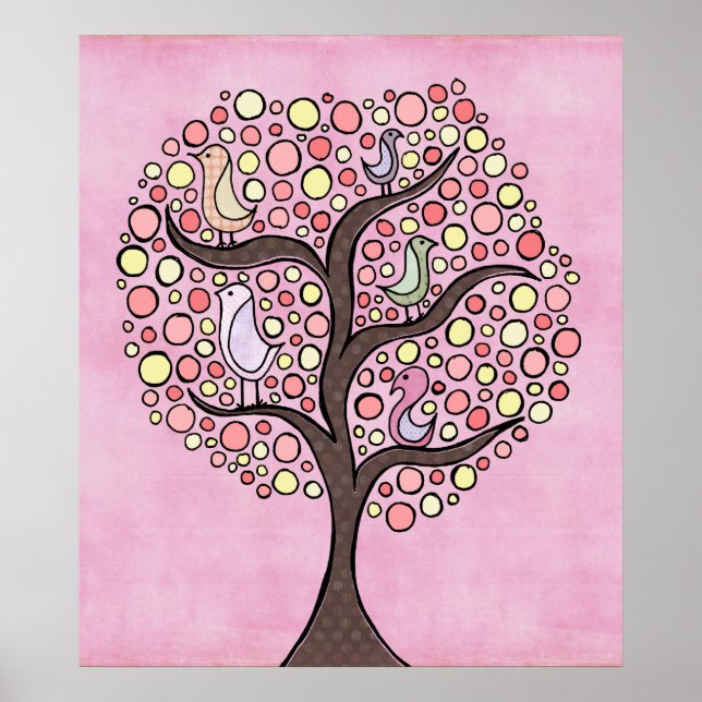 Póster Niños de guardería rosa de árbol de caramelo Poste (Frente)