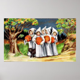 Póster Niños de Halloween de época poster de la fiesta de
