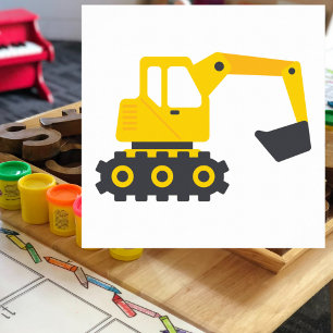 Póster Niños de la construcción de la excavadora de fondo