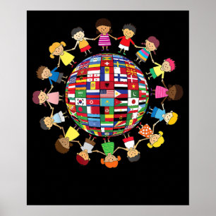 Póster Niños de la diversidad cultural de todo el mundo