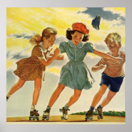 Póster Niños de la época, niños Chicas de la diversión pa