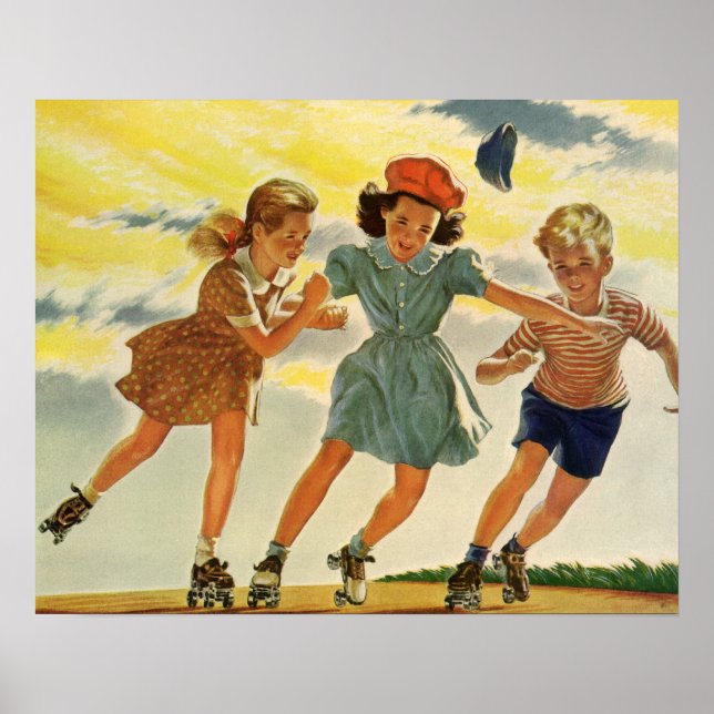 Póster Niños de la época, niños Chicas de la diversión pa (Frente)