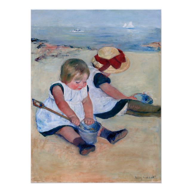 Póster Niños de Mary Cassatt jugando en la playa 1884 (Anverso)