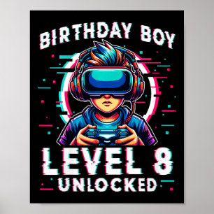 Póster Niños de nivel 8 desbloqueados 8 años Jugador de c