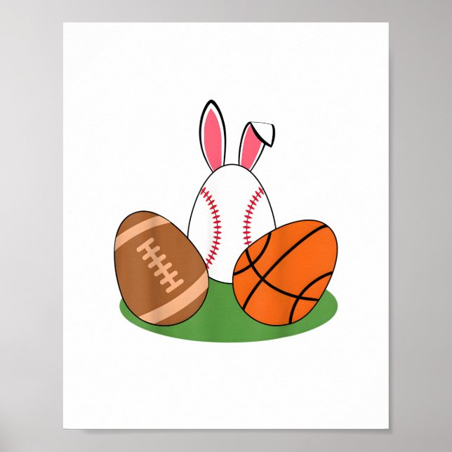 Póster Niños de Pascua Béisbol Básquetbol Bunnies de Fútb (Frente)