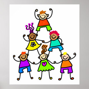 Póster Niños de trabajo en equipo