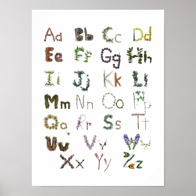 Póster Niños de Woodland ABC Alphabet Niños Wall Art (Frente)
