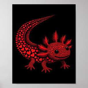 Póster Niños del corazón de Axolotl Cute Hombres Mujeres 