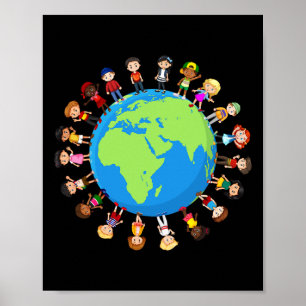 Póster Niños del Día de la Tierra alrededor del Medio Amb