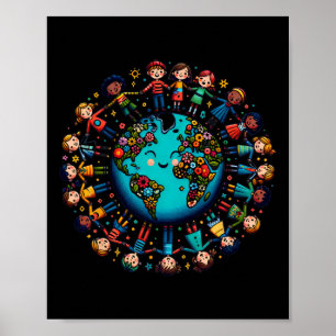 Póster Niños del Día de la Tierra de Guay luchan contra e