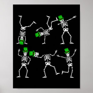 Póster Niños del Día de San Patricio bailando esqueleto G