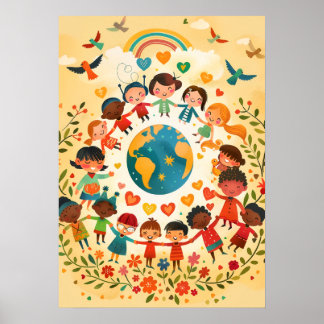 Póster Niños del mundo: diversidad y paz
