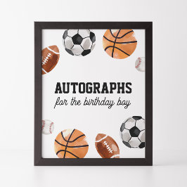 Póster Niños deportivos modernos Rótulo de autógrafos de