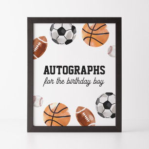 Póster Niños deportivos modernos Rótulo de autógrafos de 