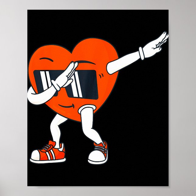 Póster Niños Día de San Valentín Dabbing Heart Graciosos  (Frente)