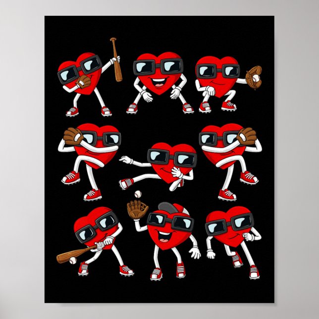 Póster Niños día de San Valentín de Béisbol (Frente)