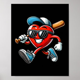 Póster Niños día de San Valentín de Béisbol Graciosos