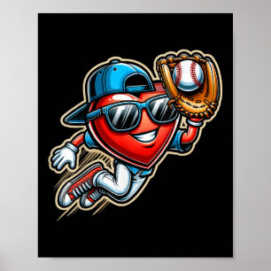 Póster Niños día de San Valentín de Béisbol Graciosos