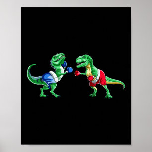 Póster Niños Dinosaurios Boxeo T Rex T Shirft Guantes Gif