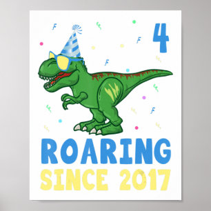 Póster Niños Dinosaurios de 4 años de edad Regalo Fu
