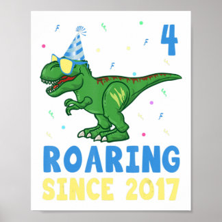 Póster Niños Dinosaurios de 4 años de edad Regalo Fu