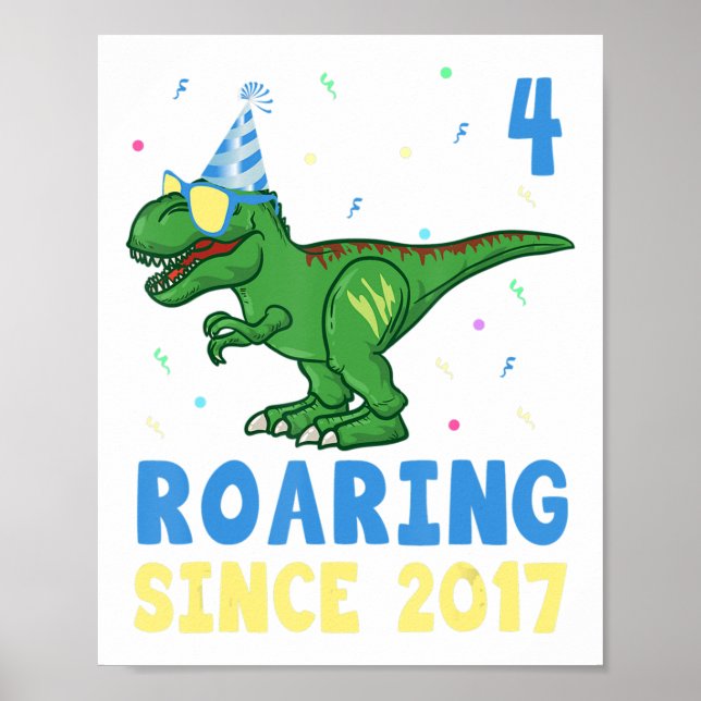 Póster Niños Dinosaurios de 4 años de edad Regalo Fu (Frente)