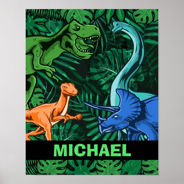 Póster Niños dinosaurios Dino Jurassic Trex Boy Personali (Frente)