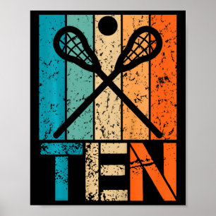 Póster Niños divertidos 10 años de Lacrosse Cumpleaños de
