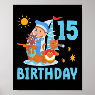 Póster Niños divertidos 15 años Fiesta de vela Bo
