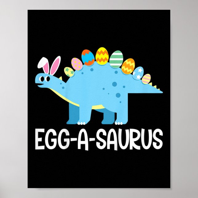 Póster Niños divertidos Eggasaurus Dinosaurios Semana San (Frente)