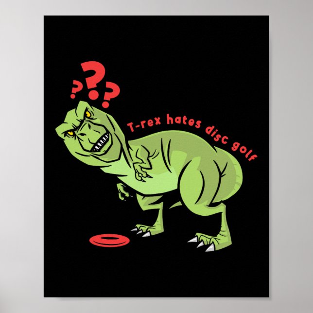 Póster Niños divertidos T Rex de golf con disco  (Frente)