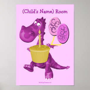 Póster Niños dragones morados habitación Poster pared per