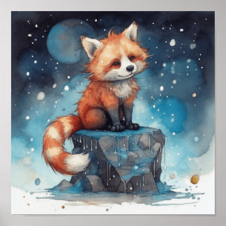 Póster Niños Dreamy Red Panda Art