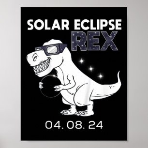 Póster Niños Eclipse solar T Rex 04.08.2024 Dino Diversió