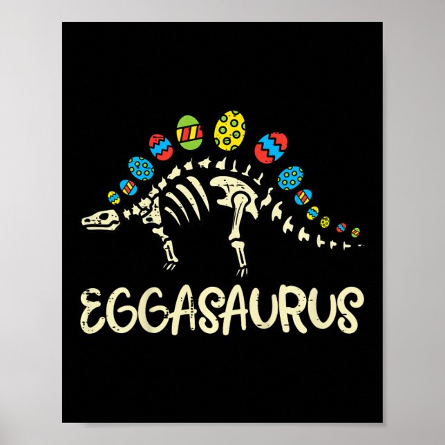 Póster Niños Eggasaurus Pascua Stegosaurus Dinosaurio Niñ (Frente)