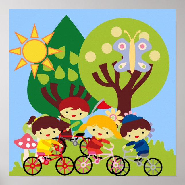Póster Niños en bicicleta (Frente)
