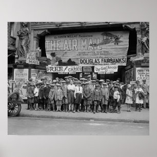 Póster Niños en el cine, 1925. Foto antigua