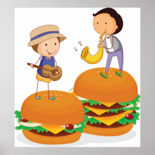 Póster Niños En El Poster De Comida De Burgers