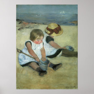 Póster Niños en la costa 1885